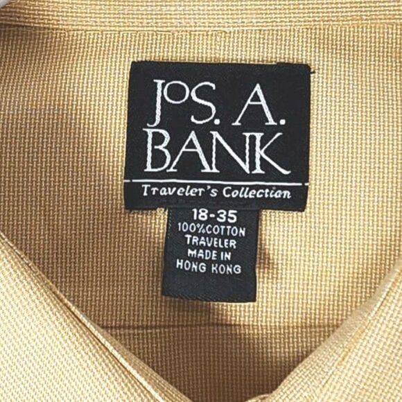 Jos A Bank Traveler’s Collection Shirt 18-35 XL Yellow 100% Cotton Hong Kong - Picture 4 of 8